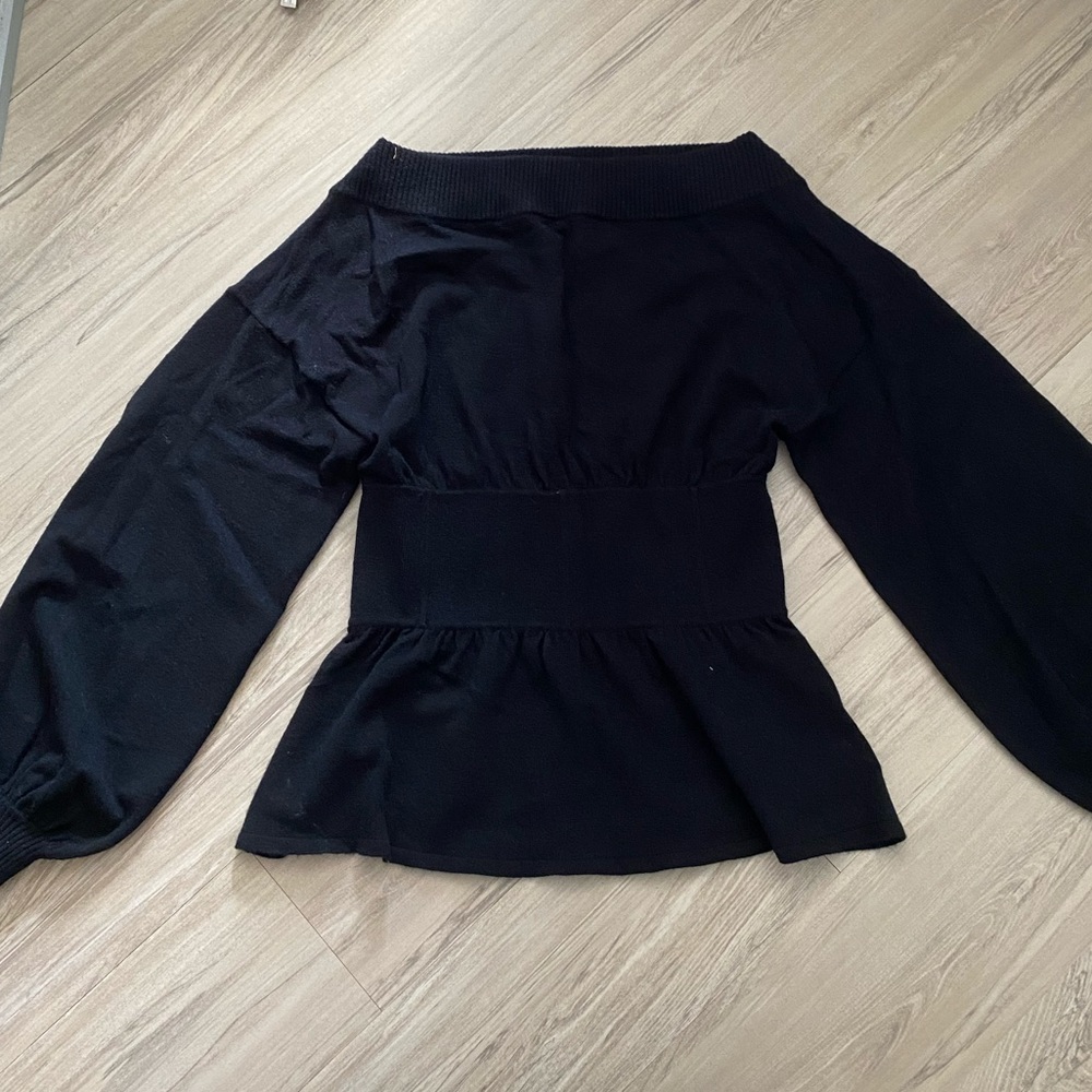 NWOT Something Navy off shoulder Sweater